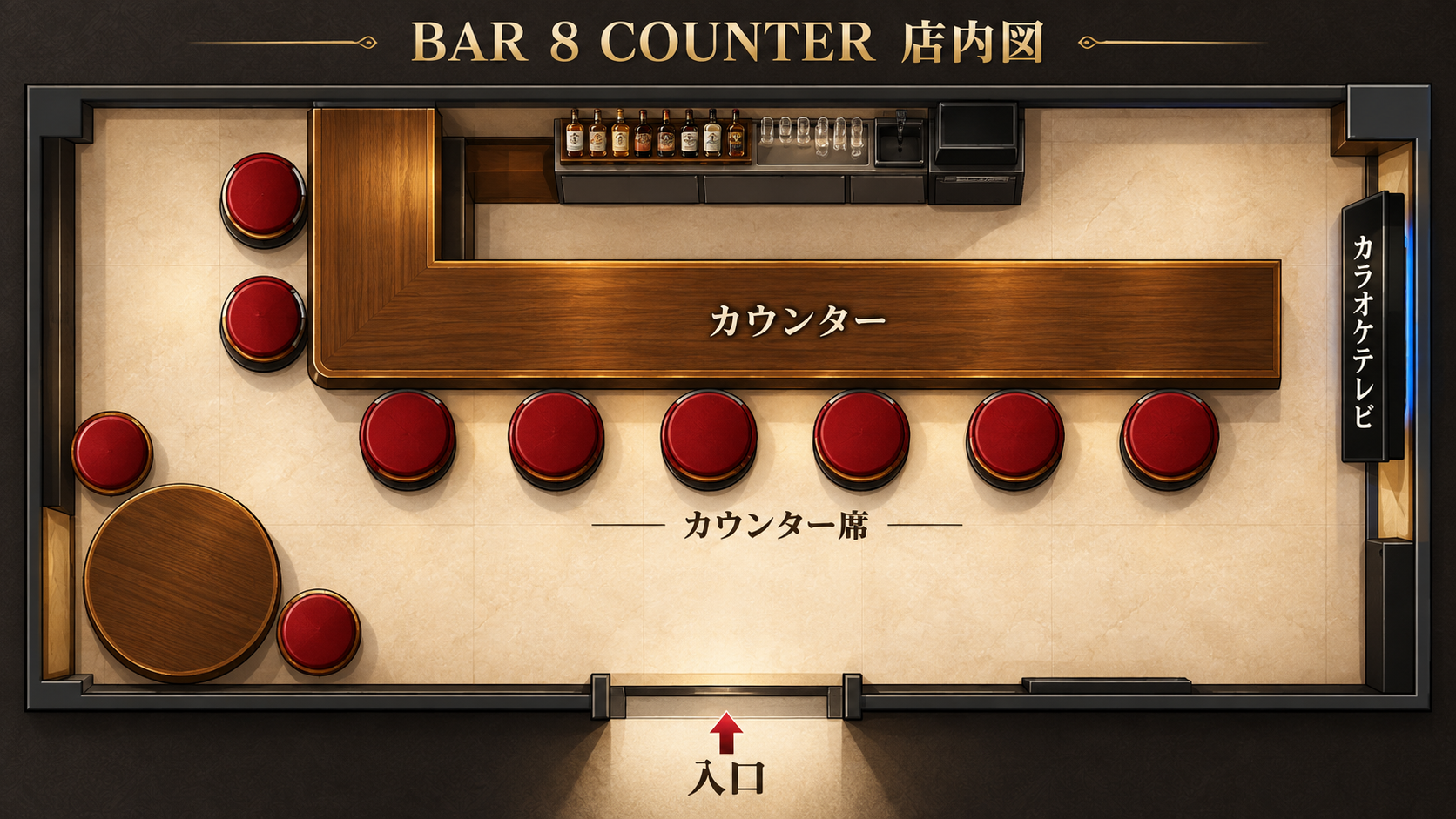 BAR 8 COUNTER 通常時の店内図